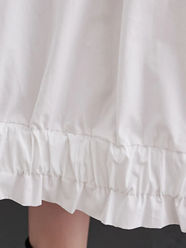 Loose Short Sleeves Elasticity Pleated Split-Joint Lapel Midi Dresses - Image 11