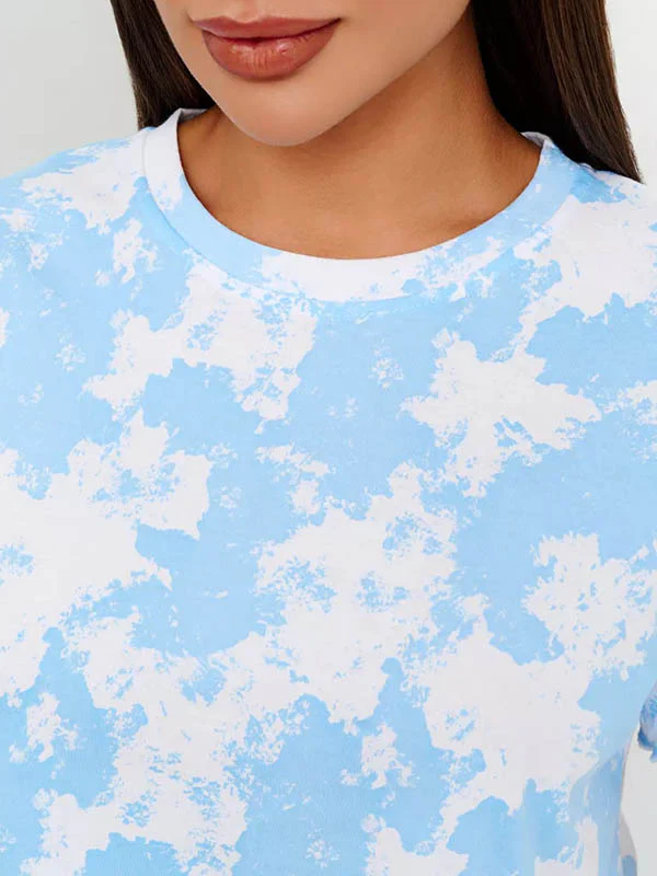 Loose Short Sleeves Elasticity Ruffle Trim Round-Neck T-Shirt Top + Shorts Bottom Pajama Sets - Image 13