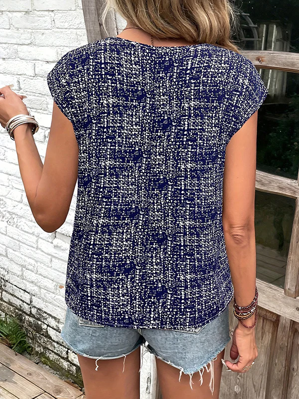 Loose Short Sleeves Plaid Round-Neck T-Shirts Tops - Image 5
