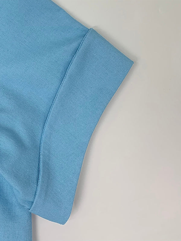 Loose Short Sleeves Solid Color Mock Neck Blouses&Shirts Tops - Image 7