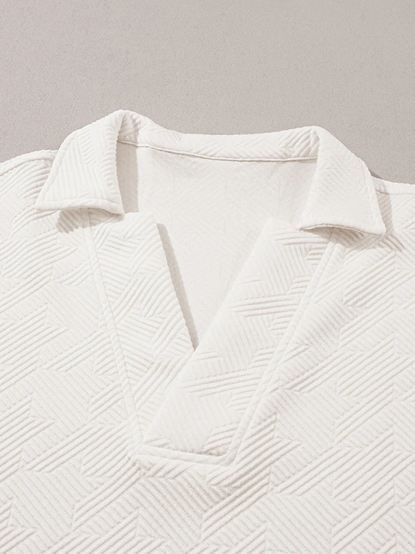 Loose Short Sleeves Solid Color V-Neck T-Shirts Tops - Image 17
