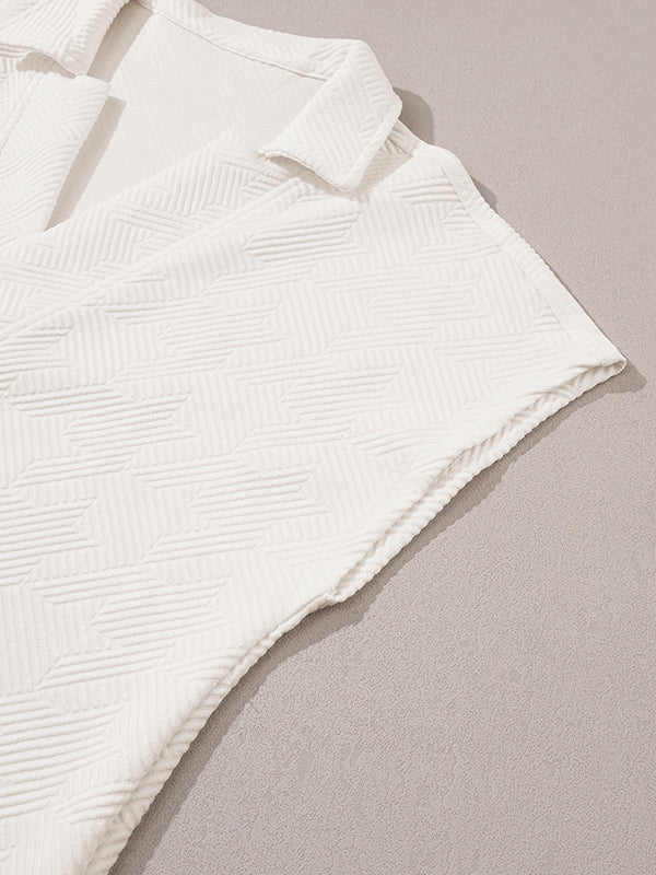 Loose Short Sleeves Solid Color V-Neck T-Shirts Tops - Image 18