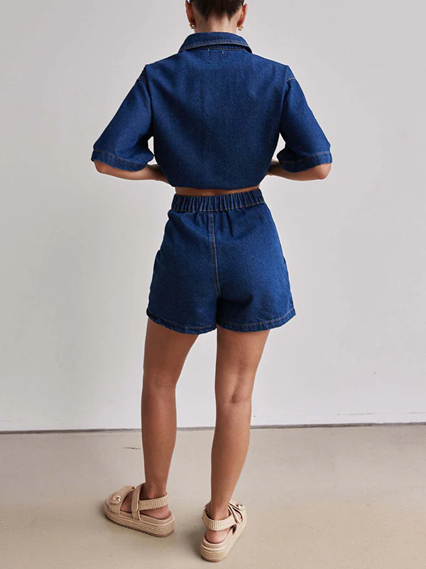 Loose Short Sleeves Split-Joint Lapel Blouses&Shirts Tops - Image 7