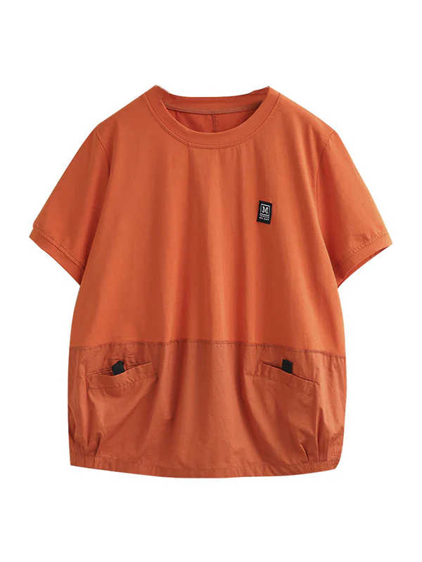 Loose Short Sleeves Split-Joint Round-Neck T-Shirts Tops - Image 18