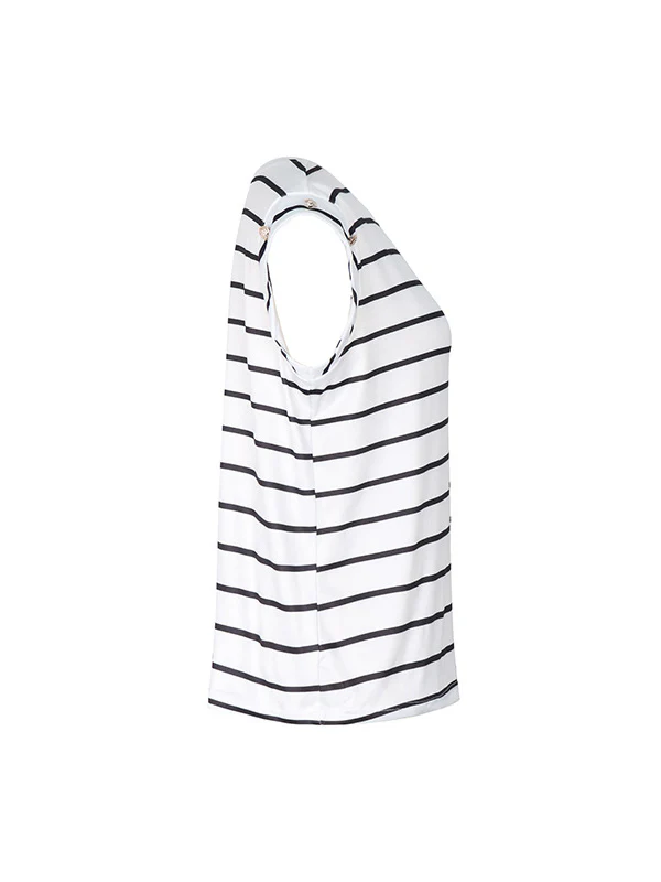 Loose Short Sleeves Split-Joint Striped Round-Neck T-Shirts - Image 14
