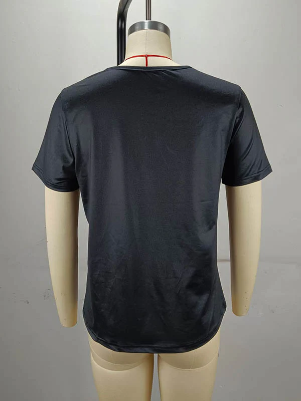 Loose Short Sleeves Split-Joint Striped Round-Neck T-Shirts Tops - Image 6