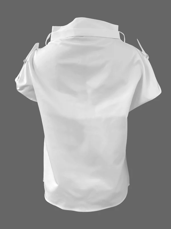 Loose Sleeveless Buckle Solid Color Stand Collar Blouses&Shirts Tops - Image 11