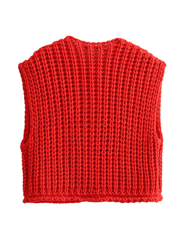Loose Sleeveless Buttoned Pockets V-Neck Vest Outerwear - Image 14