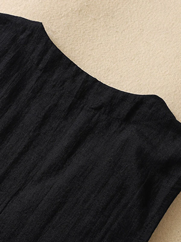 Loose Sleeveless Buttoned Solid Color V-Neck Vest Top - Image 11