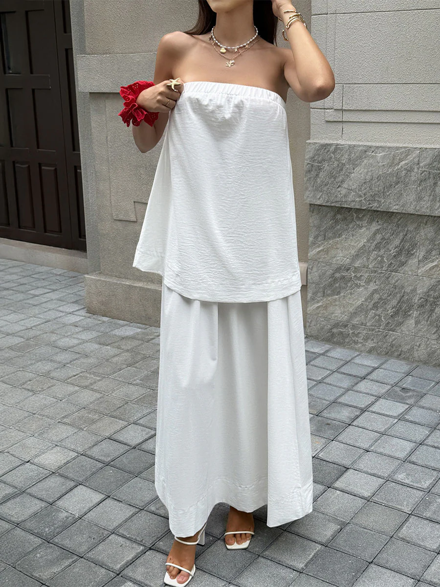 Loose Sleeveless Elasticity Solid Color Tube Suits - Image 2
