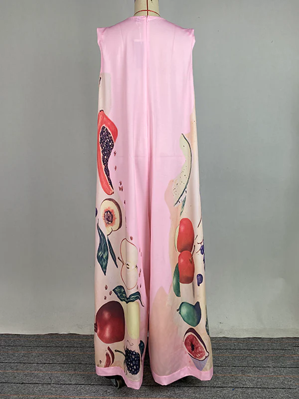 Loose Sleeveless Flower Print Round-Neck Jumpsuits - Image 6