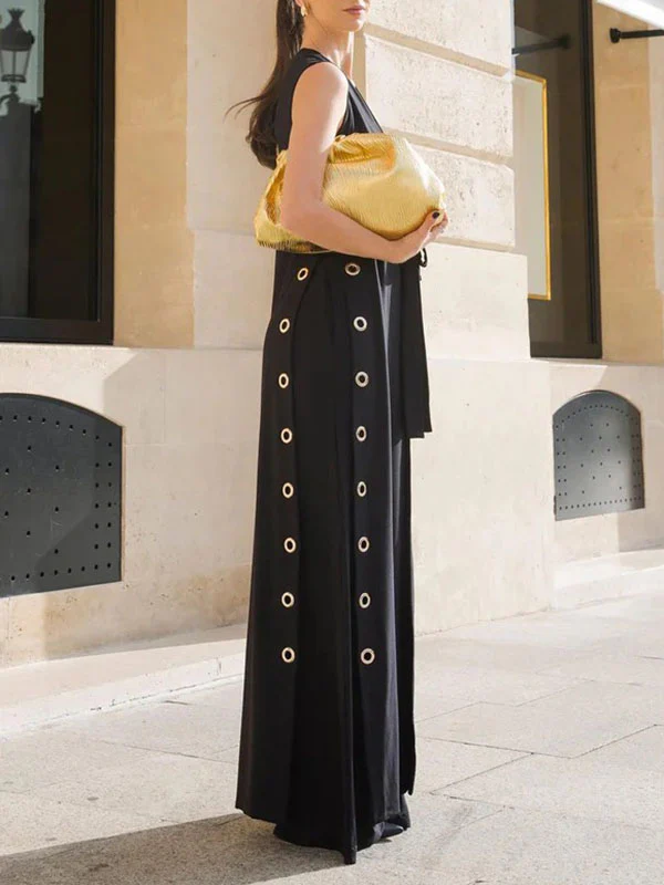 Loose Sleeveless Hollow Split-Joint Split-Side Streamer Deep V-Neck Vest Outerwear - Image 6