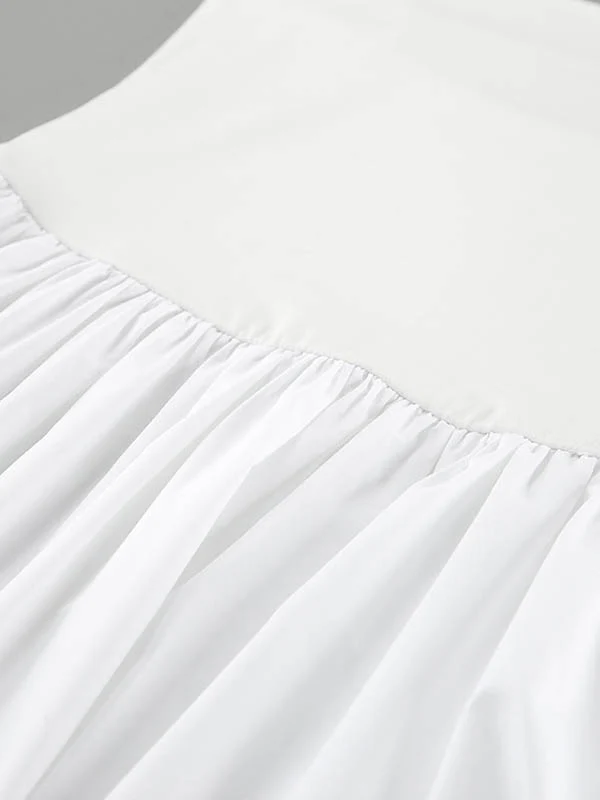 Loose Sleeveless Pleated Solid Color Split-Joint Spaghetti-Neck Midi Dresses - Image 9