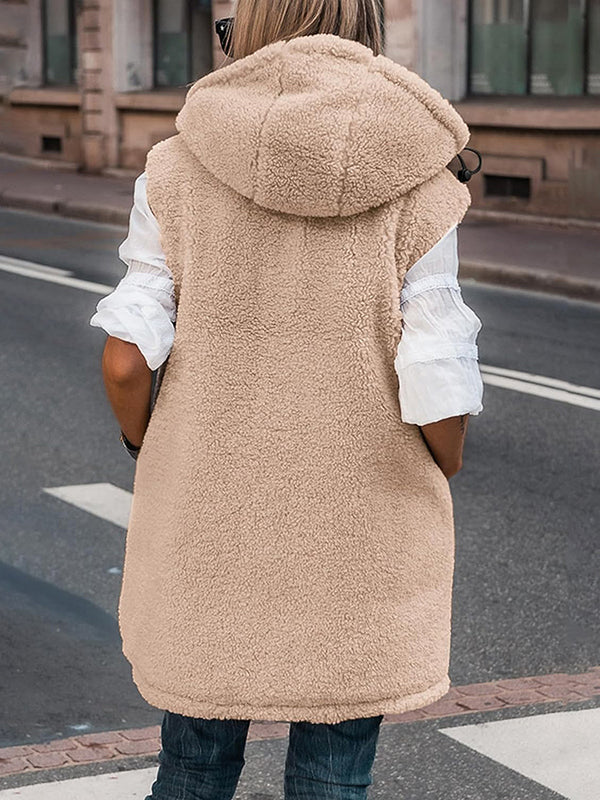 Loose Sleeveless Pockets Quilted Reversible Zipper Hooded Padded Vest Vest Outerwear - Image 10