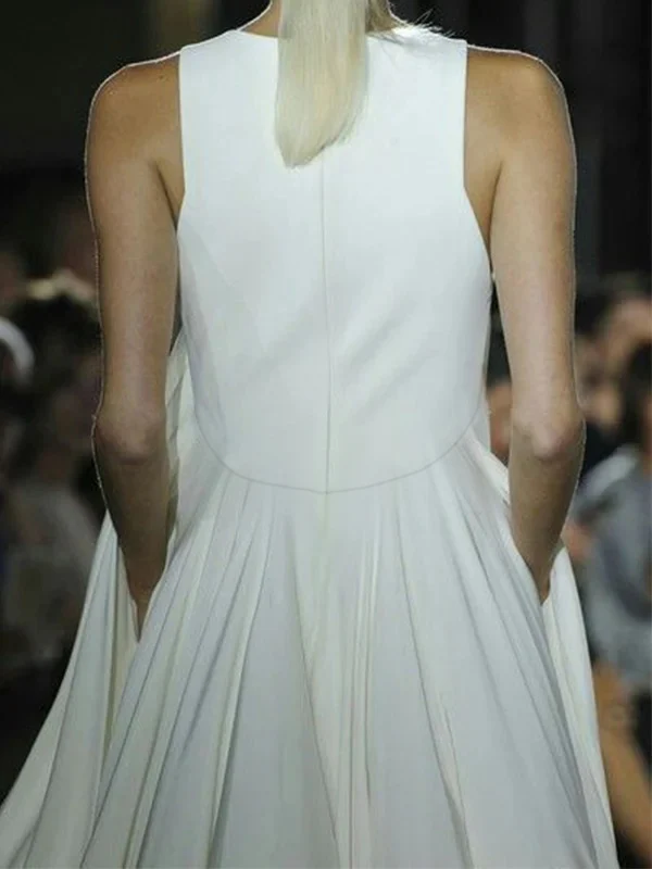 Loose Sleeveless Pockets Solid Color Split-Joint Round-Neck Maxi Dresses - Image 3