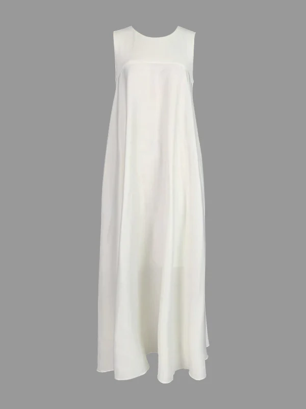 Loose Sleeveless Pockets Solid Color Split-Joint Round-Neck Maxi Dresses - Image 4