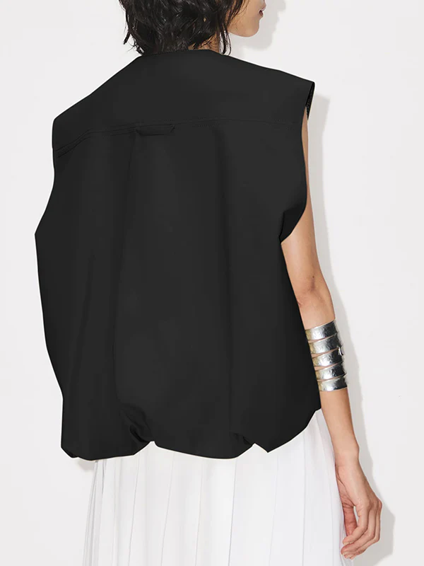 Loose Sleeveless Pockets Split-Joint Zipper Round-Neck Vest Outerwear - Image 17