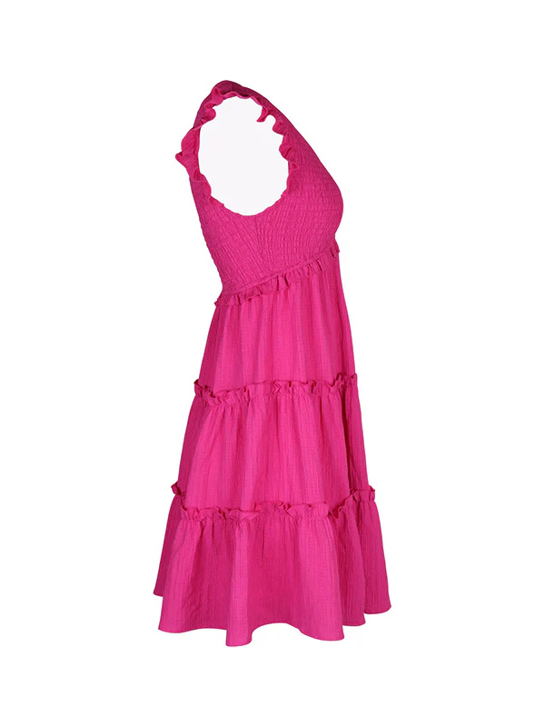Loose Sleeveless Ruffle Trim Solid Color Split-Joint Deep V-Neck Mini Dresses - Image 7