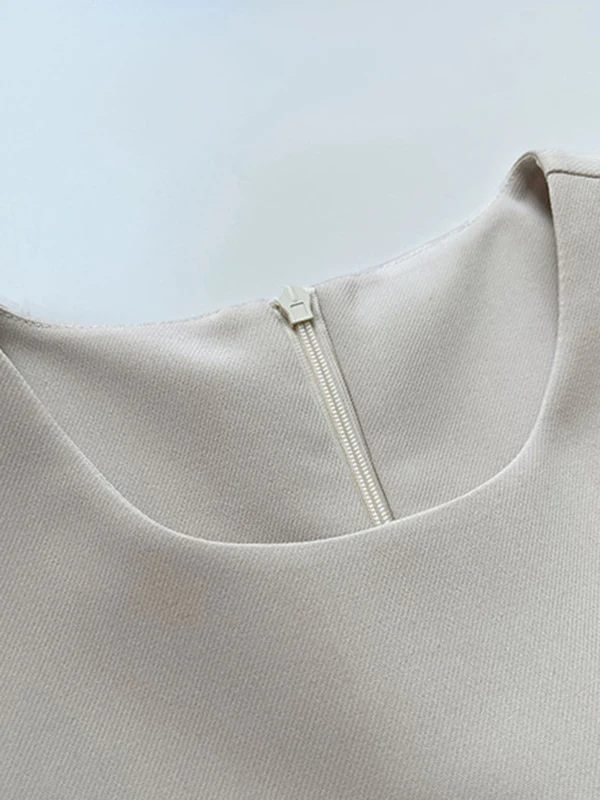 Loose Sleeveless Solid Color Round-Neck Midi Dresses - Image 12