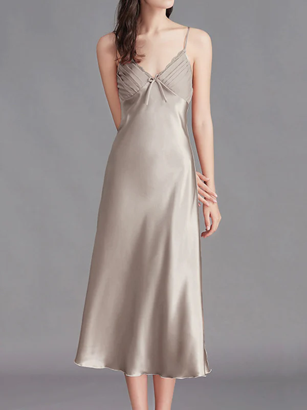 Loose Sleeveless Solid Color Spaghetti-Neck Babydolls Nightdress Pajama - Image 13