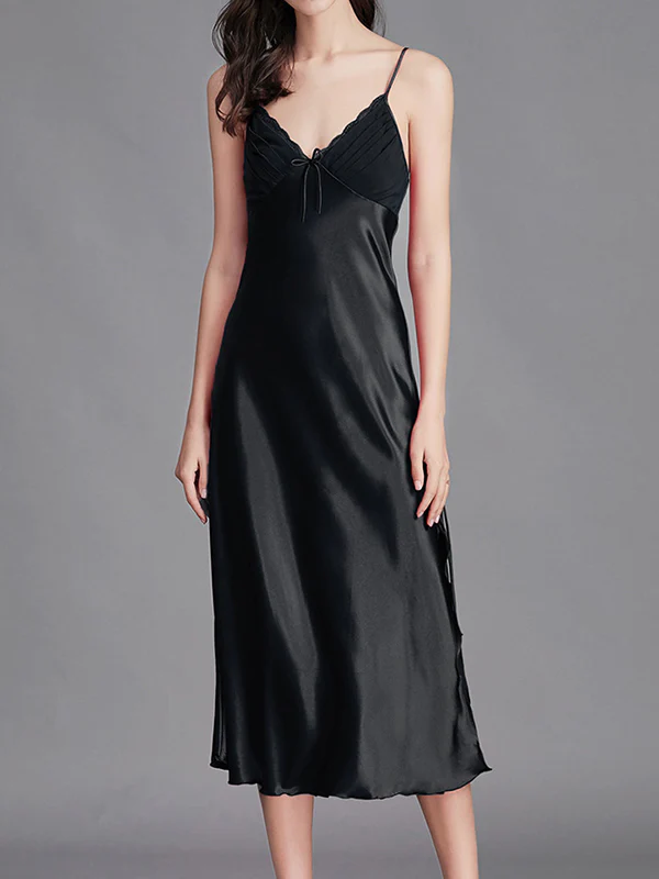 Loose Sleeveless Solid Color Spaghetti-Neck Babydolls Nightdress Pajama - Image 19