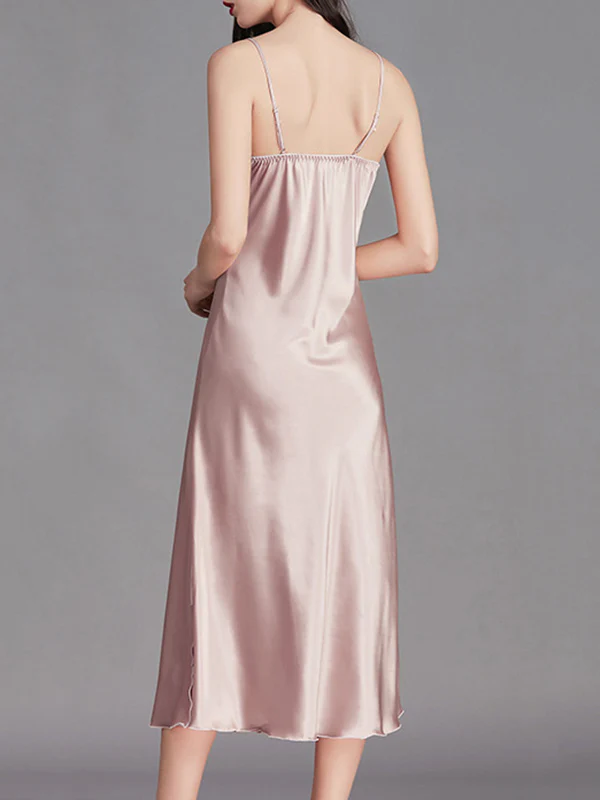 Loose Sleeveless Solid Color Spaghetti-Neck Babydolls Nightdress Pajama - Image 7