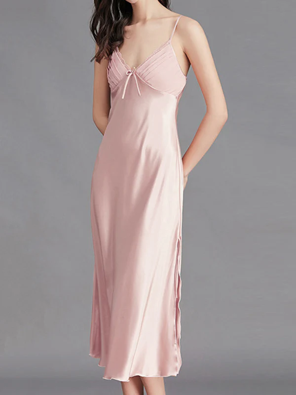 Loose Sleeveless Solid Color Spaghetti-Neck Babydolls Nightdress Pajama - Image 8