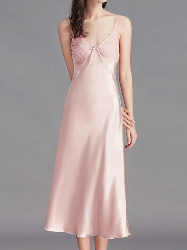 Loose Sleeveless Solid Color Spaghetti-Neck Babydolls Nightdress Pajama - Image 9