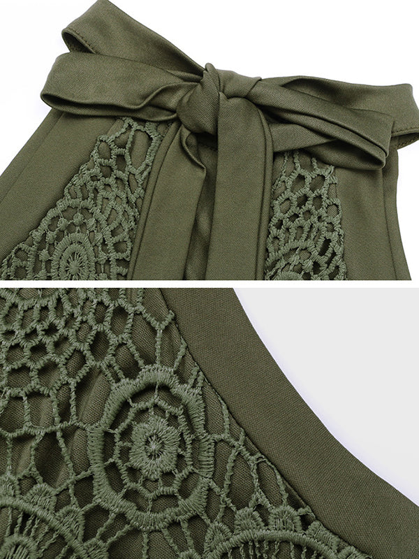 Loose Sleeveless Solid Color Split-Joint Halter-Neck Vest Top - Image 18
