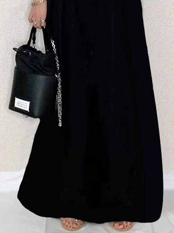 Loose Sleeveless Solid Color Split-Joint Spaghetti-Neck Overalls - Image 7