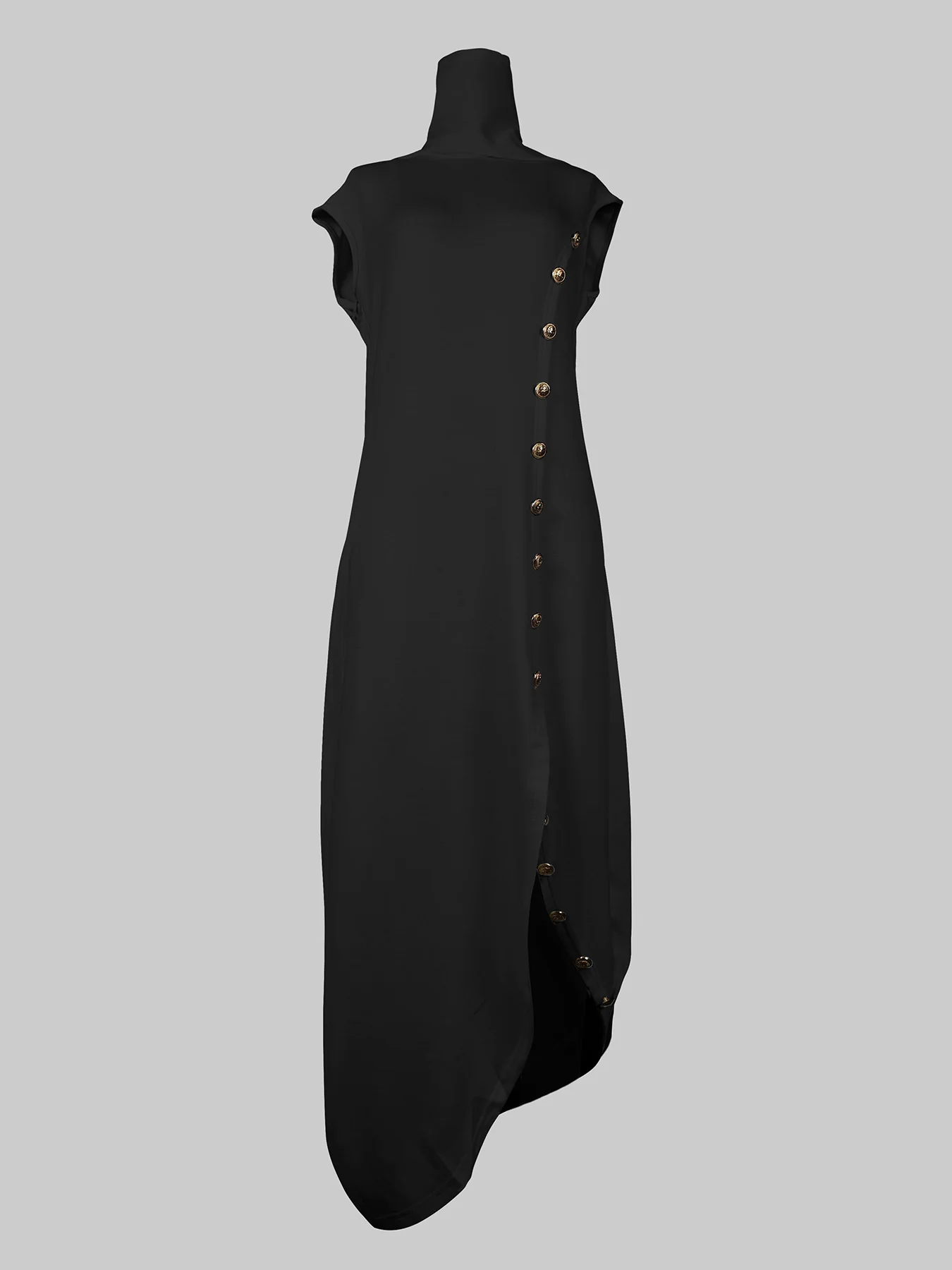 Loose Sleeveless Solid Color Split-side Shawl Collar Maxi Dresses - Image 18