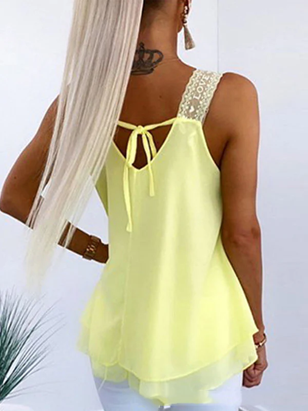 Loose Sleeveless Solid Color U-Neck Vest Top - Image 10