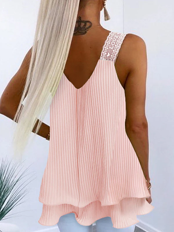 Loose Sleeveless Solid Color U-Neck Vest Top - Image 13