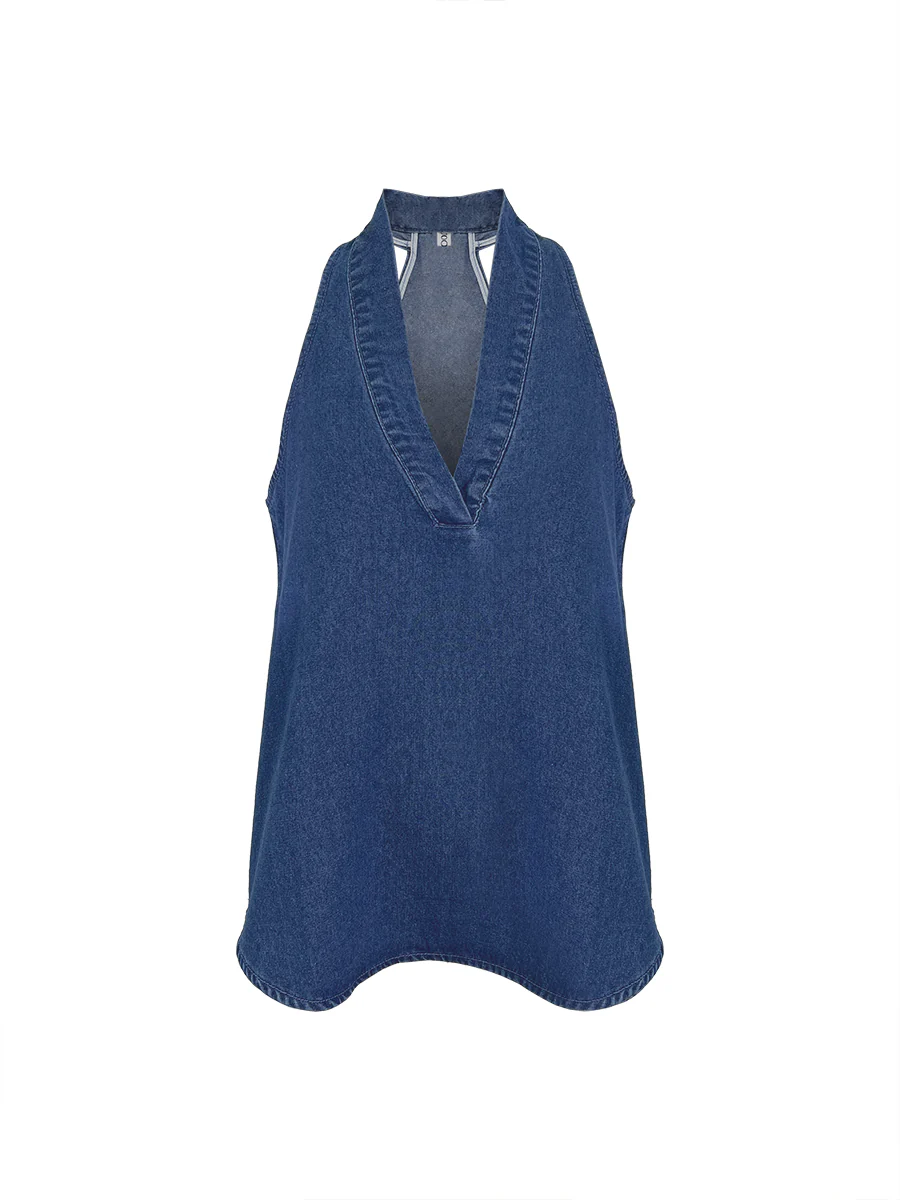 Loose Sleeveless Solid Color V-Neck Vest Top - Image 11