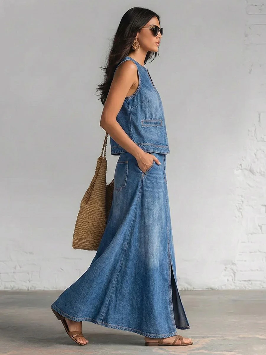 Loose Sleeveless Solid Color V-Neck Vest Top - Image 3