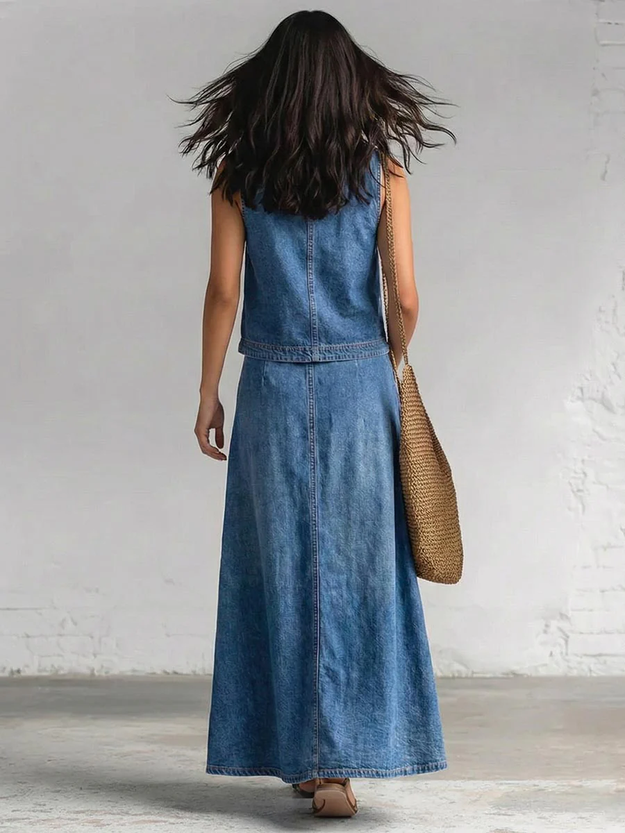 Loose Sleeveless Solid Color V-Neck Vest Top - Image 4