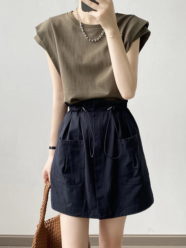 Loose Sleeveless Split-Joint Round-Neck T-Shirts Tops - Image 10