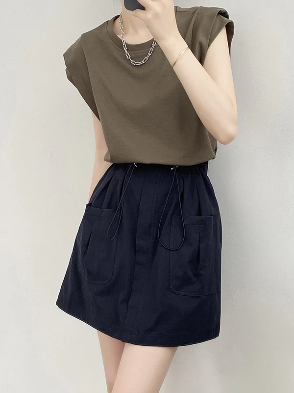 Loose Sleeveless Split-Joint Round-Neck T-Shirts Tops - Image 13