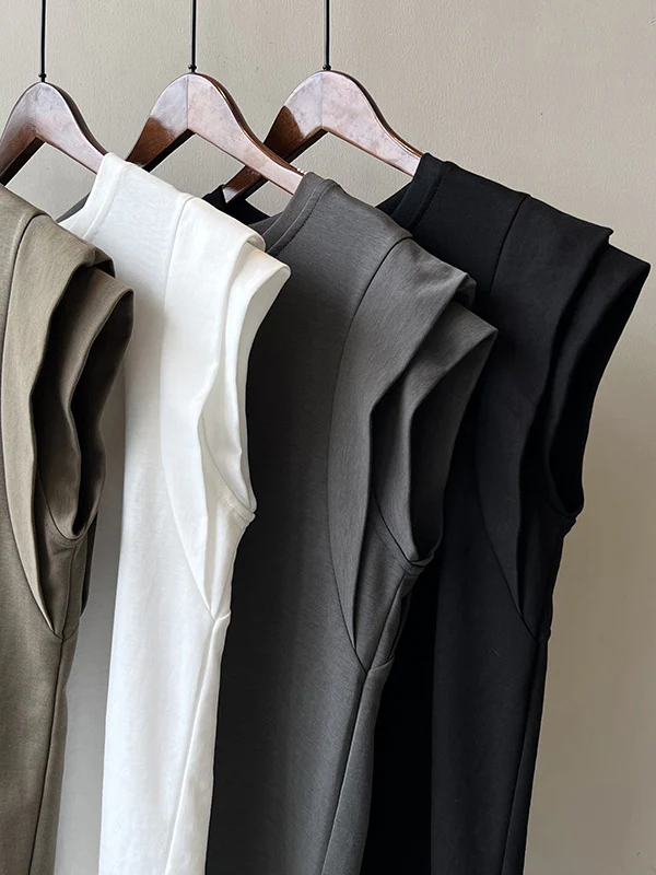 Loose Sleeveless Split-Joint Round-Neck T-Shirts Tops - Image 17