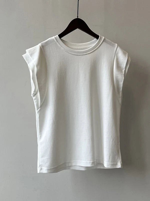 Loose Sleeveless Split-Joint Round-Neck T-Shirts Tops - Image 18