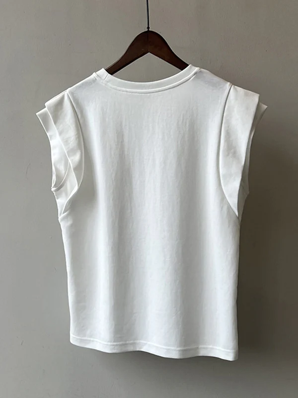 Loose Sleeveless Split-Joint Round-Neck T-Shirts Tops - Image 20