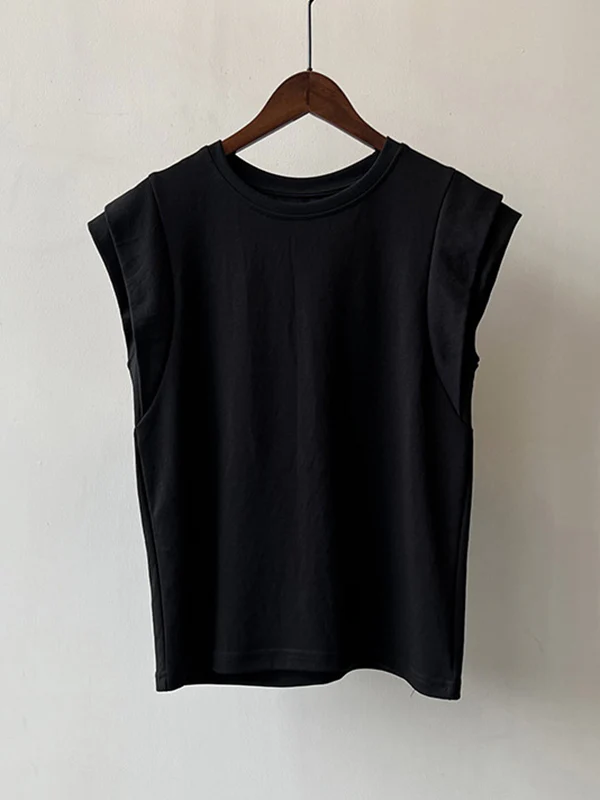 Loose Sleeveless Split-Joint Round-Neck T-Shirts Tops - Image 22