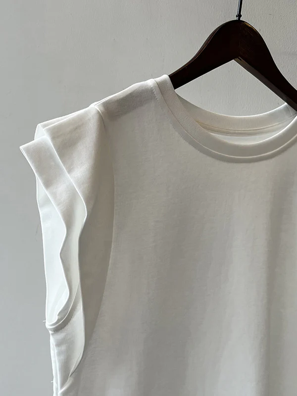 Loose Sleeveless Split-Joint Round-Neck T-Shirts Tops - Image 23