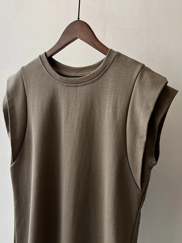 Loose Sleeveless Split-Joint Round-Neck T-Shirts Tops - Image 26