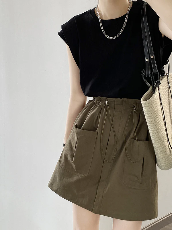 Loose Sleeveless Split-Joint Round-Neck T-Shirts Tops - Image 4