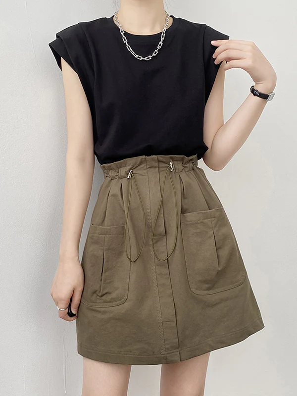 Loose Sleeveless Split-Joint Round-Neck T-Shirts Tops - Image 5