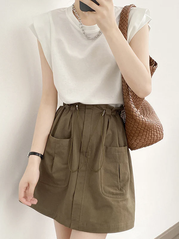 Loose Sleeveless Split-Joint Round-Neck T-Shirts Tops - Image 7