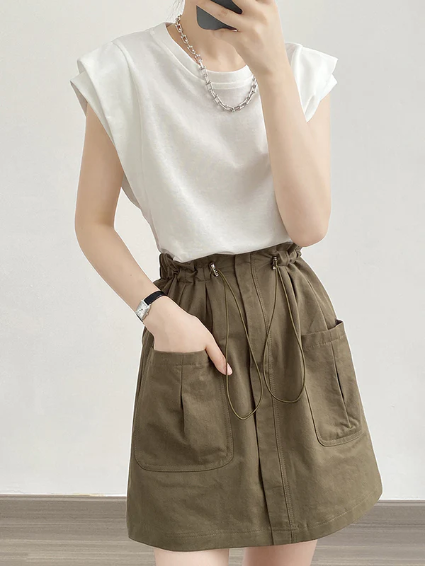 Loose Sleeveless Split-Joint Round-Neck T-Shirts Tops - Image 8