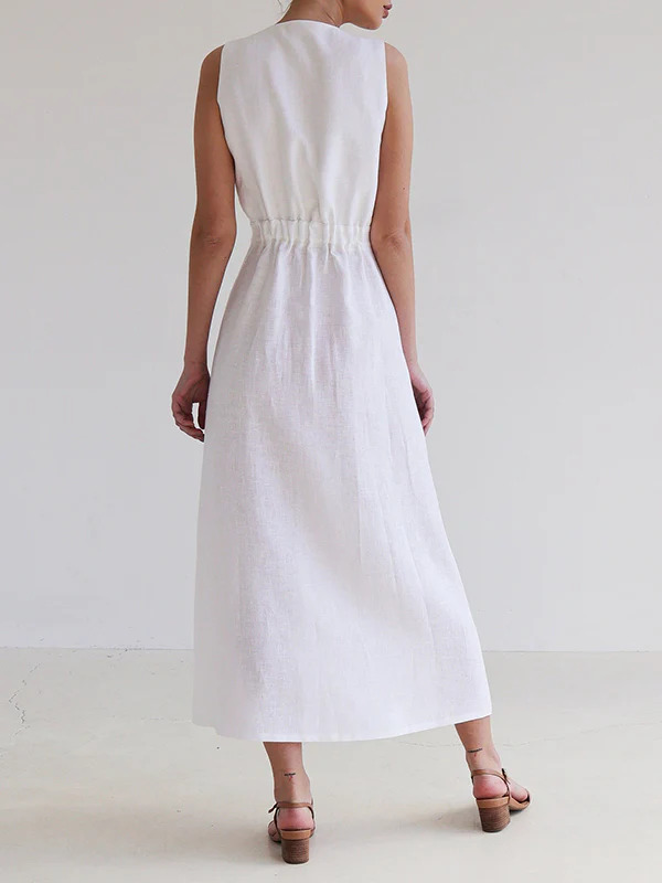 Loose Sleeveless Split-Joint V-Neck Maxi Dresses - Image 5