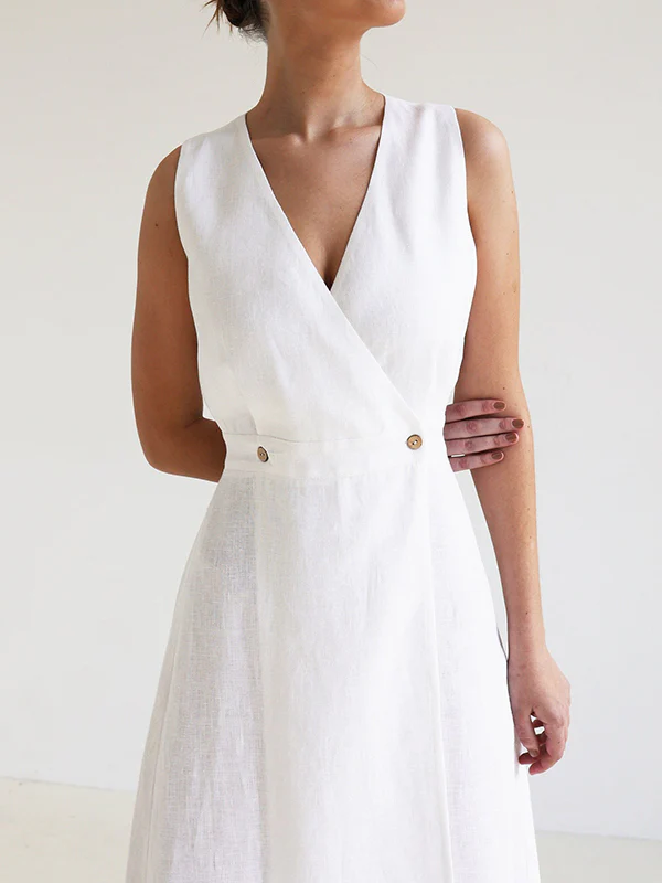 Loose Sleeveless Split-Joint V-Neck Maxi Dresses - Image 6